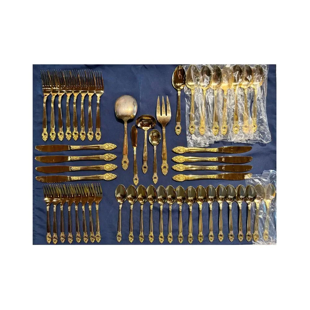 Vintage Present Fifth Avenue Coronet 24K Gold Plated Flatware 50 Pc Japan